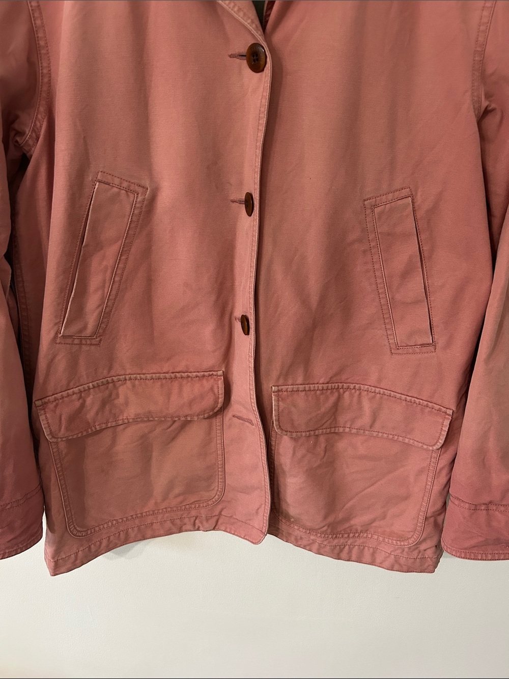 LLBean Chore Jacket Pink Canvas Barn Utility Brown Corduroy Collar Womens Medium - Picture 5 of 16